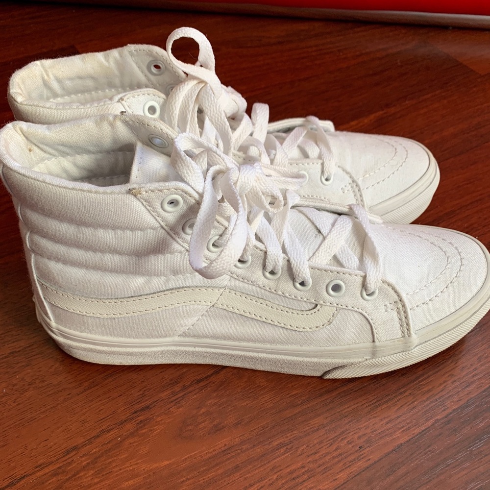 All White High Top Vans